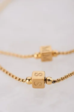 My Jewellery Bracelet Minimaliste Avec Cube Initiale New
