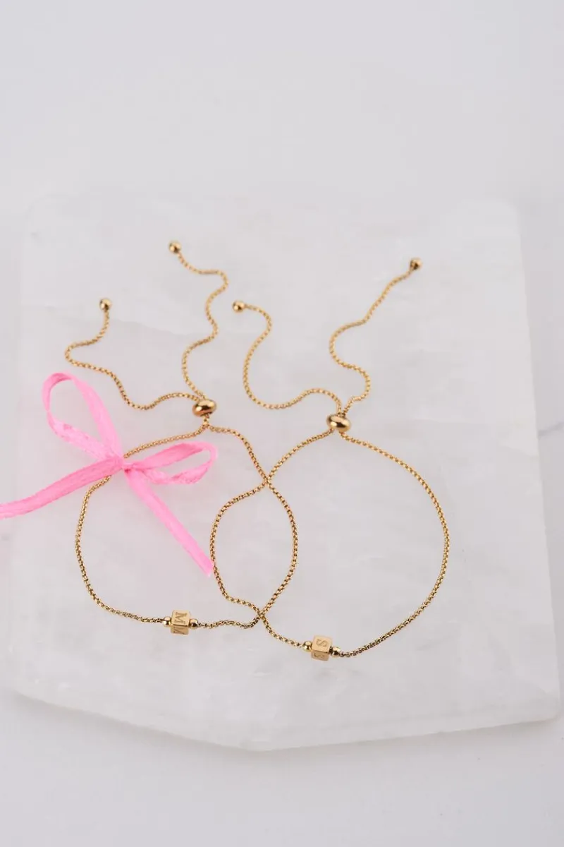 My Jewellery Bracelet Minimaliste Avec Cube Initiale New
