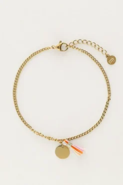 My Jewellery Bracelet Minimaliste Avec Pièce Et Pompon Coloré Hot