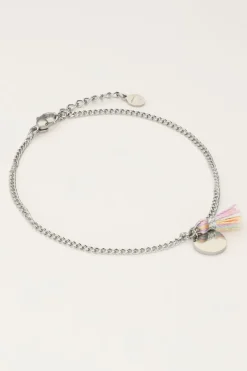 My Jewellery Bracelet Minimaliste Avec Pièce Et Pompon Coloré Hot