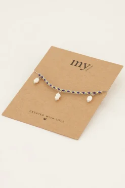 My Jewellery Bracelet Souvenir Tressé Bleu Avec Perles Hot
