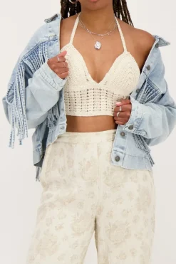 My Jewellery Bralette En Crochet Beige Avec Dos Ouvert Discount