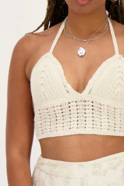 My Jewellery Bralette En Crochet Beige Avec Dos Ouvert Discount