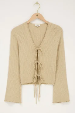 My Jewellery Cardigan Beige Avec Lurex Et Noeuds Doré/Beige Sale