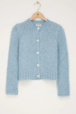 My Jewellery Cardigan En Maille épaisse Avec Boutons Bleu clair Sale