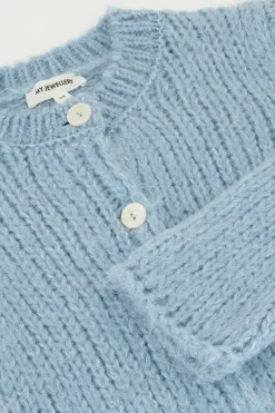 My Jewellery Cardigan En Maille épaisse Avec Boutons Bleu clair Sale