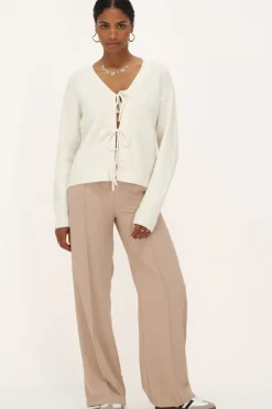 My Jewellery Cardigan Crème Avec Nœuds Blanc/Crème/Beige Fashion