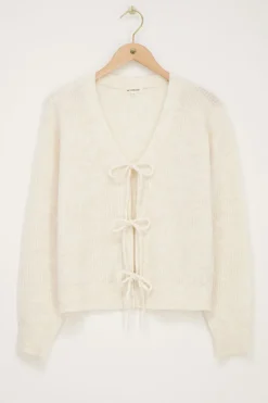 My Jewellery Cardigan Crème Avec Nœuds Blanc/Crème/Beige Fashion