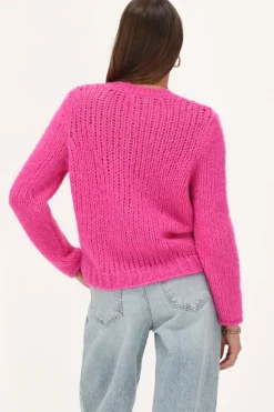 My Jewellery Cardigan En Maille épaisse Avec Boutons Rose Discount