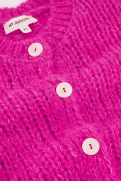 My Jewellery Cardigan En Maille épaisse Avec Boutons Rose Discount