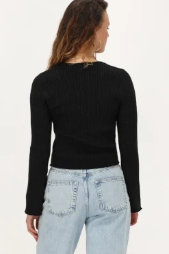 My Jewellery Cardigan Noir Avec Lurex Et Nœuds Argenté/Noir Outlet