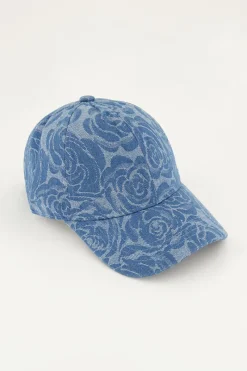 My Jewellery Casquette En Denim Bleu Avec Des Roses New