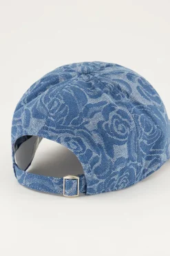 My Jewellery Casquette En Denim Bleu Avec Des Roses New