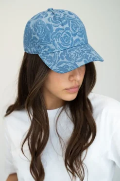 My Jewellery Casquette En Denim Bleu Avec Des Roses New