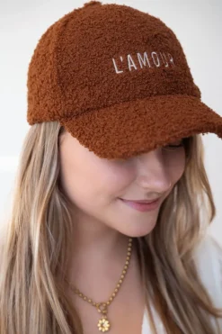 My Jewellery Casquette Marron En Tissu Peluche L'amour New