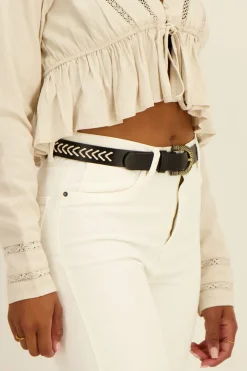 My Jewellery Ceinture En Simili Cuir Avec Boucle Et Détails Dorés Sale