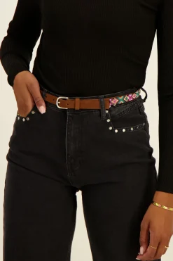 My Jewellery Ceinture Marron Avec Boucle Argentée Outlet
