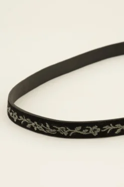 My Jewellery Ceinture Noire à Broderies Et Boucle Argentée Best