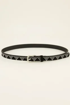 My Jewellery Ceinture Noire à Clous Argentés Motifs Triangles Clearance