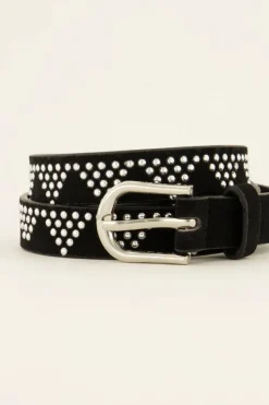 My Jewellery Ceinture Noire à Clous Argentés Motifs Triangles Clearance