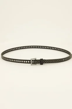 My Jewellery Ceinture Noire à Clous Et Petite Boucle Argentée Clearance