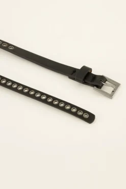 My Jewellery Ceinture Noire à Clous Et Petite Boucle Argentée Clearance