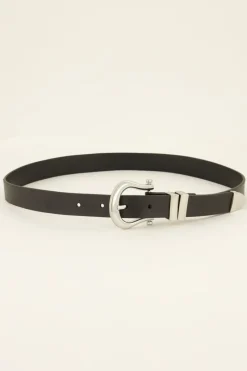 My Jewellery Ceinture Noire Fine En Cuir à Boucle Argentée New