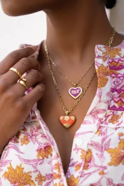 My Jewellery Chaîne à Maillons Art Avec Cœur Vintage Orange Discount