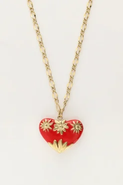 My Jewellery Chaîne à Maillons Art Avec Cœur Rouge Vintage Hot