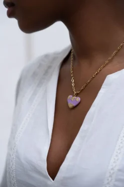My Jewellery Chaîne à Maillons Art Vintage Avec Cœur Lilas Sale