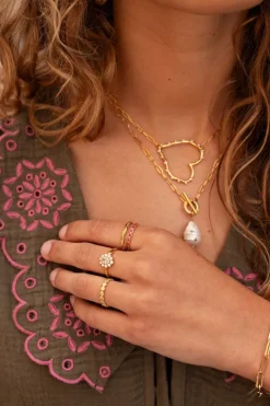 My Jewellery Chaîne à Maillons Avec Cœur Ouvert Et Perles Hot