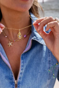 My Jewellery Chaîne à Maillons Océan Avec Coquillage Tourelle Et Perle Discount
