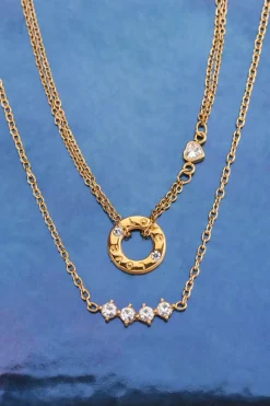My Jewellery Chaîne à Pendentif Rond & Cœur En Strass Online