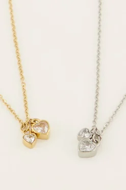 My Jewellery Chaîne Avec Deux Cœurs En Strass New