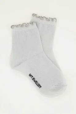 My Jewellery Chaussettes es Avec Lurex Et Volants Argenté New