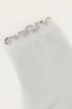 My Jewellery Chaussettes es Avec Lurex Et Volants Argenté New