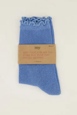 My Jewellery Chaussettes es Avec Lurex Et Volants Bleu Hot