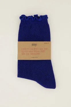 My Jewellery Chaussettes Bleues Foncées Avec Lurex Et Volants Bleu foncé Hot