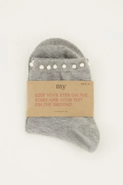 My Jewellery Chaussettes es Avec Garniture Perlée Gris Clearance