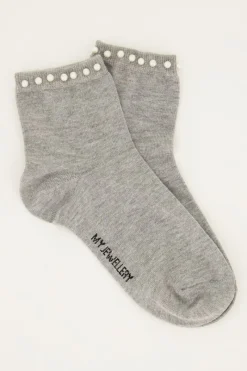 My Jewellery Chaussettes es Avec Garniture Perlée Gris Clearance