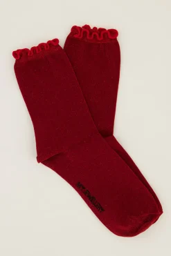 My Jewellery Chaussettes Rouges Avec Lurex Et Volants Rouge foncé Online