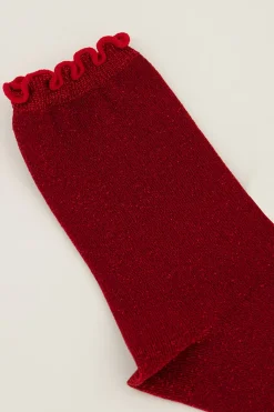 My Jewellery Chaussettes Rouges Avec Lurex Et Volants Rouge foncé Online
