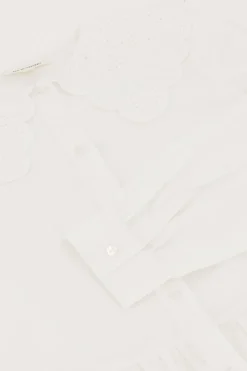 My Jewellery Chemise Blanche à Col Volant Et Broderie Clearance