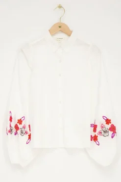 My Jewellery Chemise he à Fleurs Roses Perlées Blanc Hot