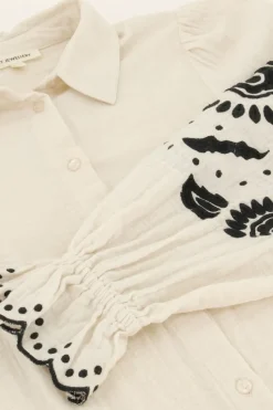 My Jewellery Chemise he Avec Broderie Noire Blanc Hot