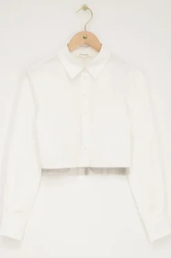 My Jewellery Chemise Blanche Courte Avec Franges à Paillettes Fashion