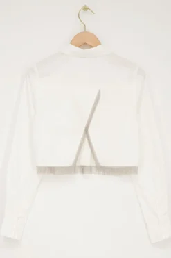 My Jewellery Chemise Blanche Courte Avec Franges à Paillettes Fashion