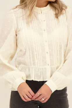 My Jewellery Chemise Jacquard Blanche Avec Fronces Fashion