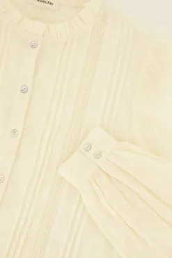 My Jewellery Chemise Jacquard Blanche Avec Fronces Fashion