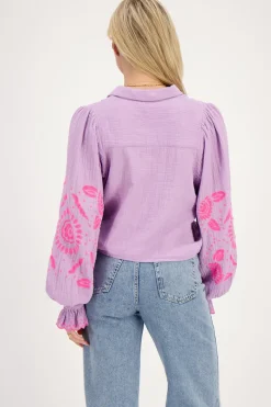 My Jewellery Chemise Lilas Avec Broderie Rose Violet clair New